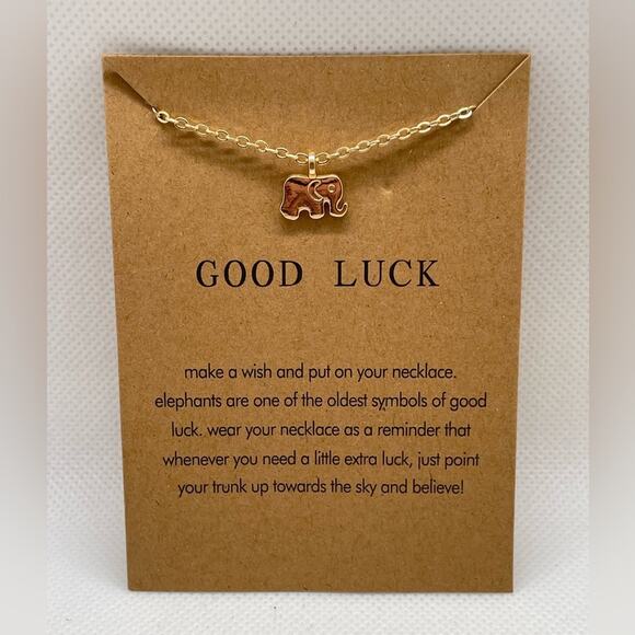 Good Luck Elephant Gold Colored Necklace - Picture 1 of 4